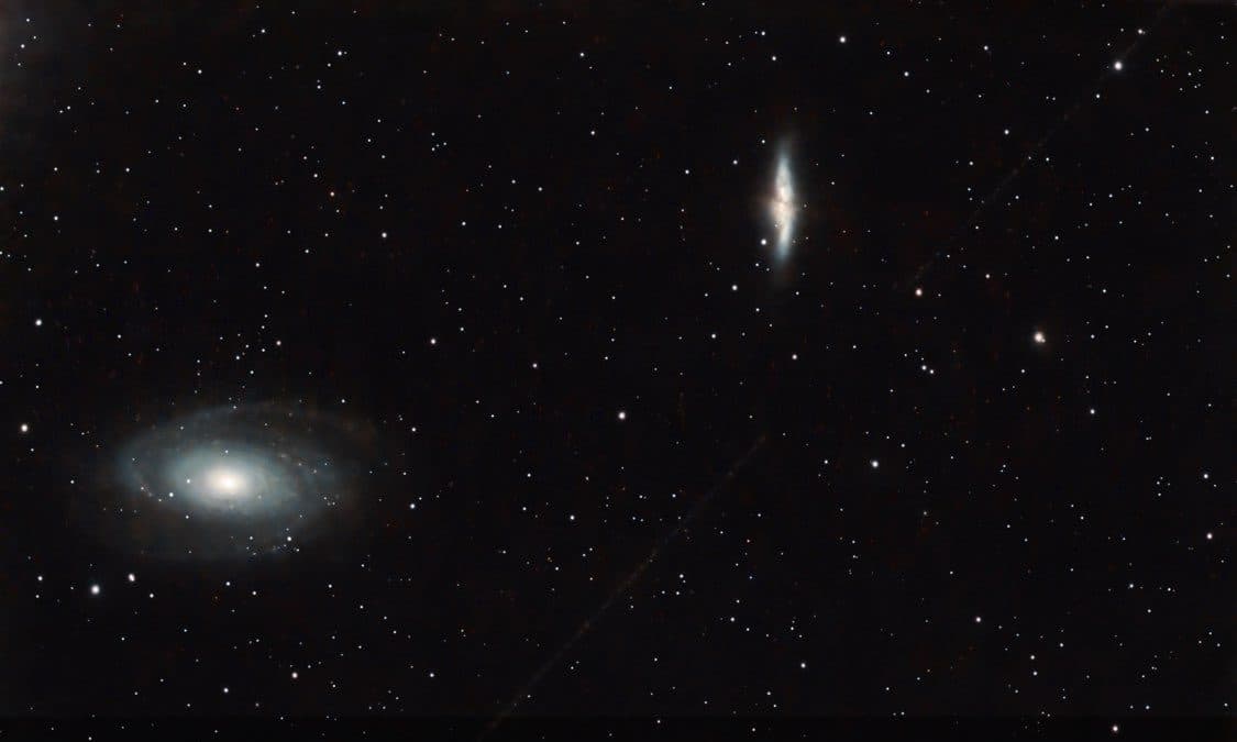 Bode's Galaxy and the Cigar Galaxy in a single frame, captured from Tropic, Utah